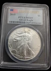 2015- $1 Silver Eagle PCGS MS-69 First Strike Label With US Flag
