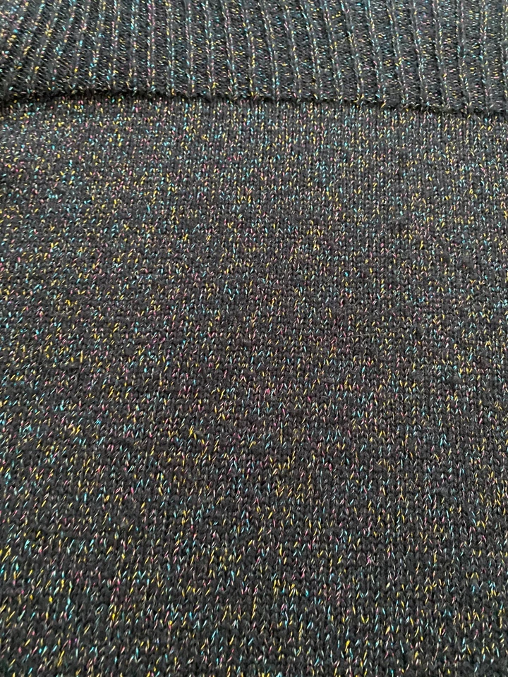 Liz Claiborne Women Glitter Long Sleeve Knit Pullover Sweatshirt Navy Size XXL - Image 4 of 4