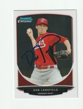 Dan Langfield Signed 2013 Bowman Chrome Prospects Card Auto Cincinnati Reds COA