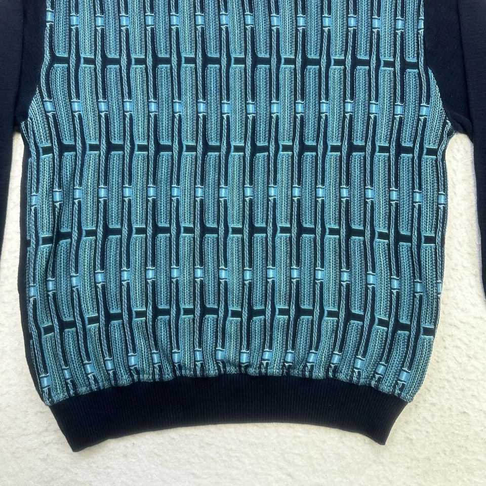 Suéter masculino vintage Norm Thompson listrado azul GG manga longa pulôver algodão - Imagem 4 de 4