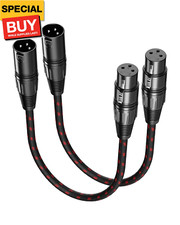 XLR Cable Short, Mic Cord 1 ft 2 Pack, All Length from 6inch to 100ft, Braided B