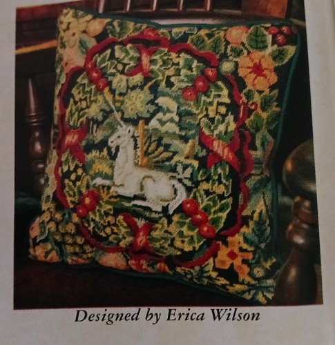Needlepoint or Cross Stitch Pattern UNICORN Garden PILLOW COVER Erica Wilson - Picture 4 of 9