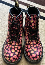 DR. MARTENs 1460 Pink Leopard Girls Hydro Leather Boots Size 2 NEW
