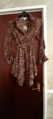 APRICOT HANKY HEM BELTED TOP SIZE 10 UK