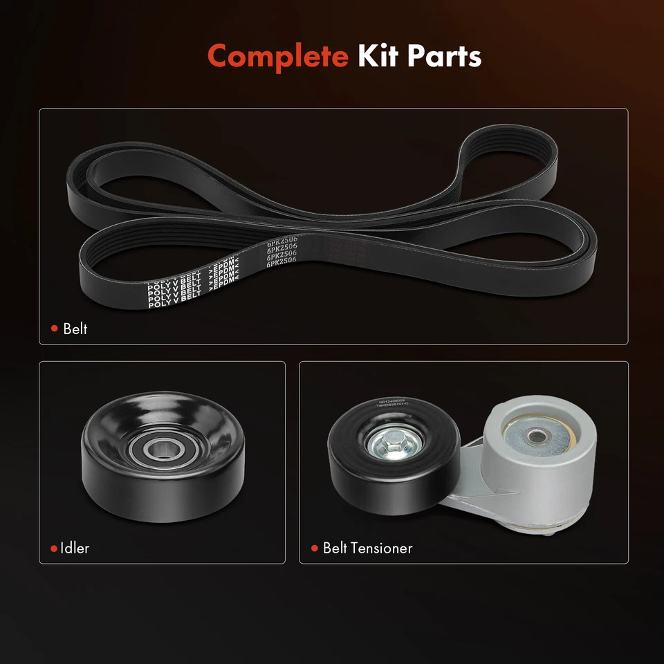 3Pcs Serpentine Belt Drive Component Kit for Chevrolet Astro GP3500 GMC G1500 - Image 3 of 4