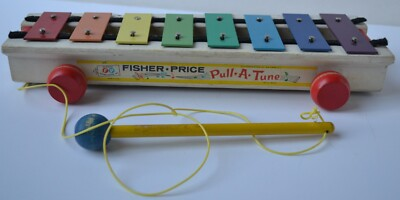 #ad Vintage 1964 Fisher Price Pull A Tune with Mallet Toy Good Working Condition $5.99