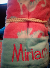 POTTERY Barn Kids baby allover seahorse hooded bath wrap mono Miriam New