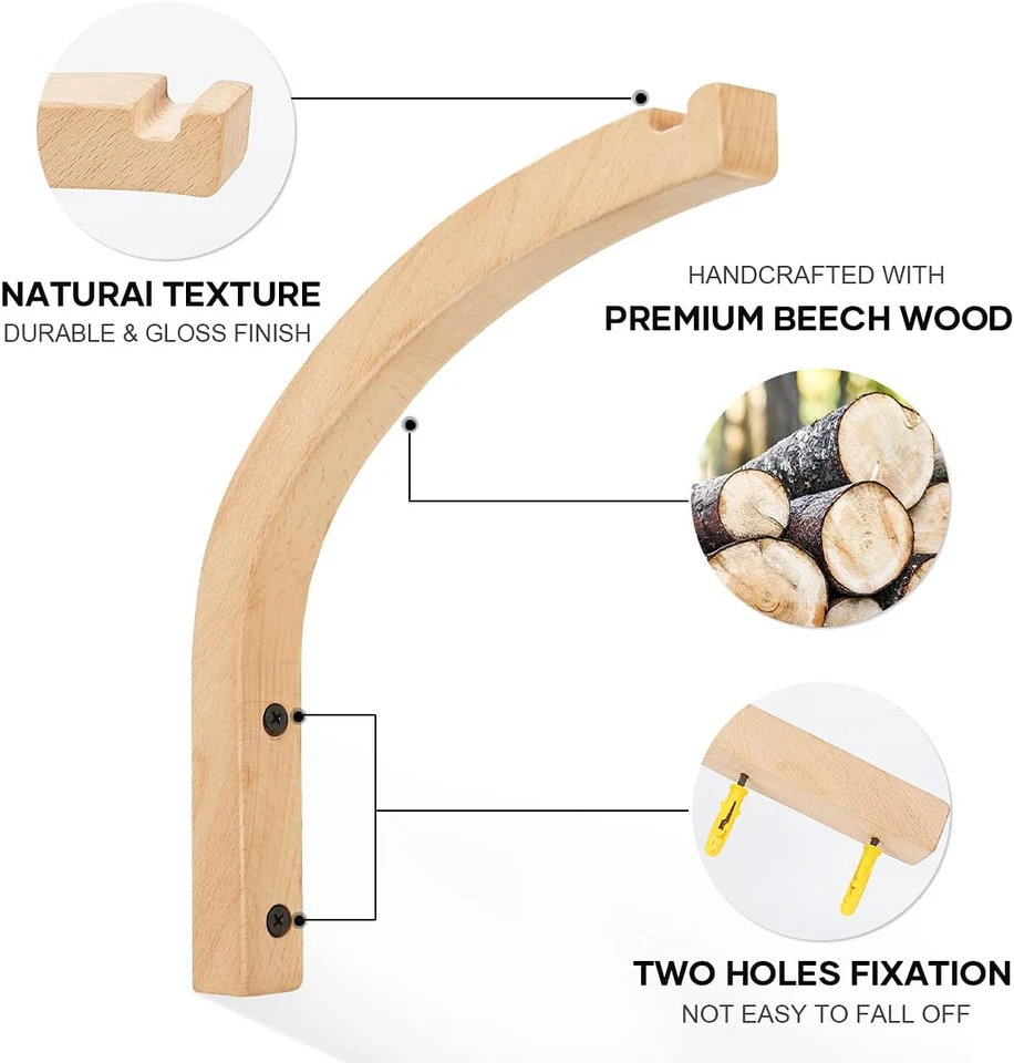 Ganchos de pared de madera, perchas para plantas interiores, ganchos para plantas colgantes montados en la pared de 8 pulgadas Foto 3 de 4