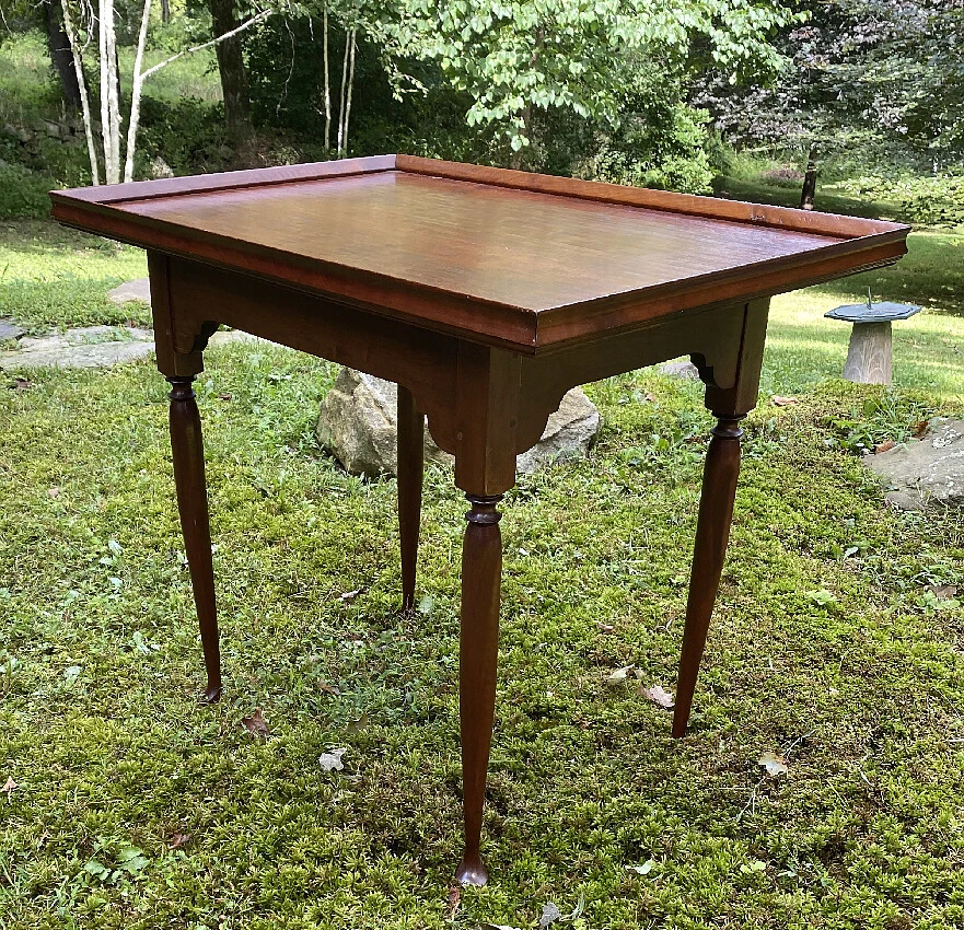 Vintage Queen Anne style tray top tea table Wilcox Cabinet Works Marion Kansas