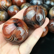 Top! Natural Polished Banded Agate Crystal Sphere Ball Healing 40g+ 2PCS
