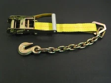 4x 2" Ratchet Strap Tie Down G70 Chain End Flatbed Tow Truck Trailer Car Hauler