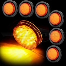 6X 2.5'' Amber Round Side Marker Clearance Trailer Light 13led w/Grommet&Pigtail