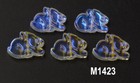 China Glass BUNNY RABBIT Beads CLEAR AB Half Plated 19x14.5mm Lot of 20 M1423