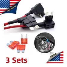 3X 12V Piggy Back Fuse Tap Add A Circuit Mini Standard Blade Fuse Holder ATM ATP