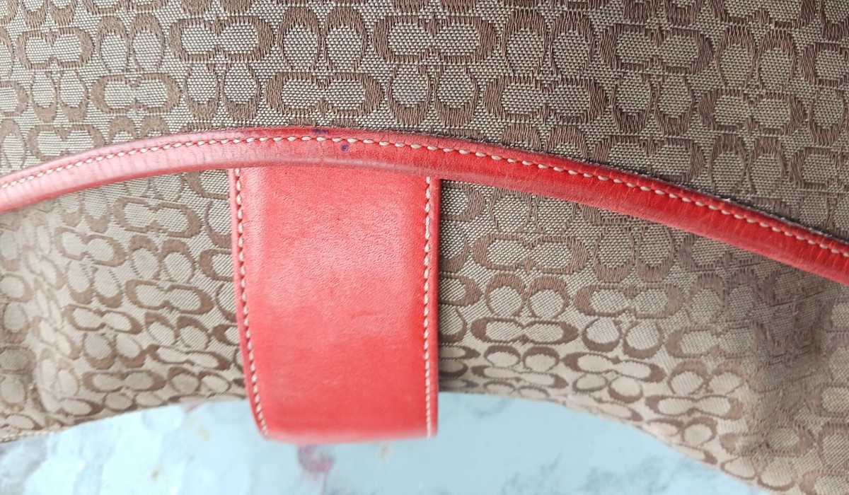 Coach Vintage Soho 6377 Beige Signature C W/Orange Leather