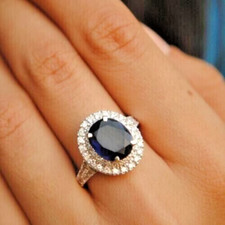 2Ct Oval Cut Lab-Created Sapphire Diamond Engagement Ring 14K White Gold Plated