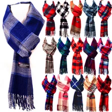 Winter Women Men 100% Cashmere Stripe Scarves Wool Scotland Made Plaid Scarf Lot