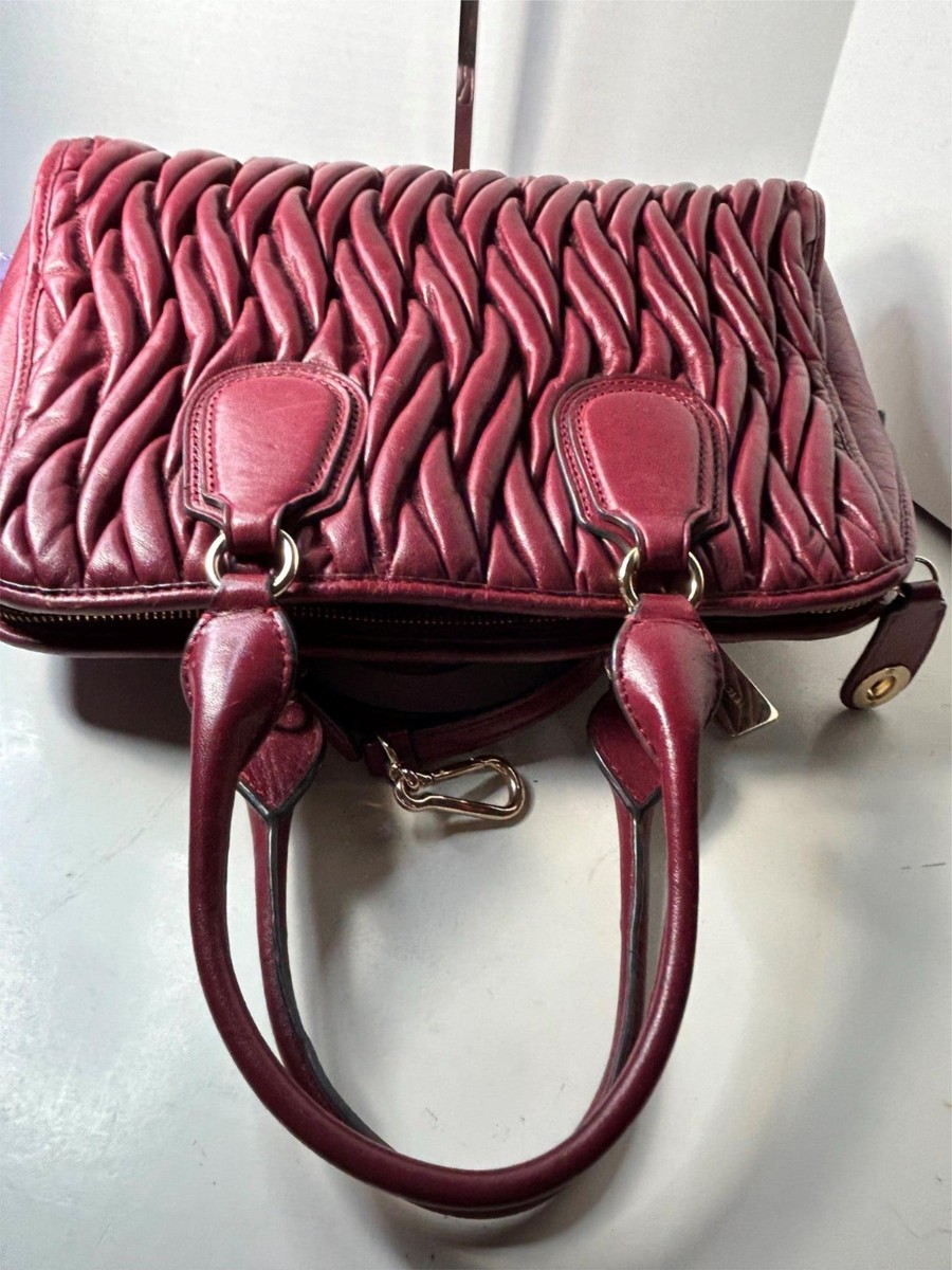 Coach Large Deep Rich Burgundy Quilted Tucked Satchel