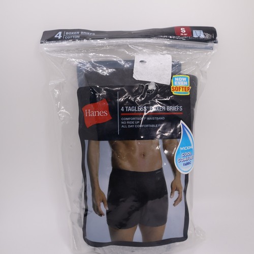 Hanes men's tagless boxer briefs sz Small 4 pack black/gray nwt
