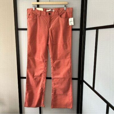 [12] NWT Joe Fresh Salmon Pink Corduroy Low Rise Wide Leg Bootcut Jean Pant