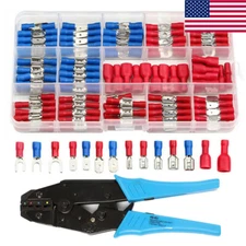 140PCS Insulated Electrical Wire Splice Terminal Crimp Connectors Spade Kit Set