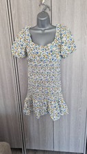 Barley Made In Turkey Size 10 Viscose Dress Rouched Ditsy Floral