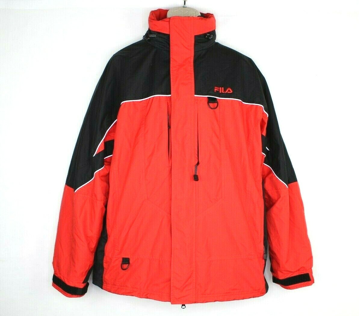 FILA Giacca Uomo Taglia Large 3 in 1 Sci Invernale Snowboard Cappuccio Nascosto Rosso Nero