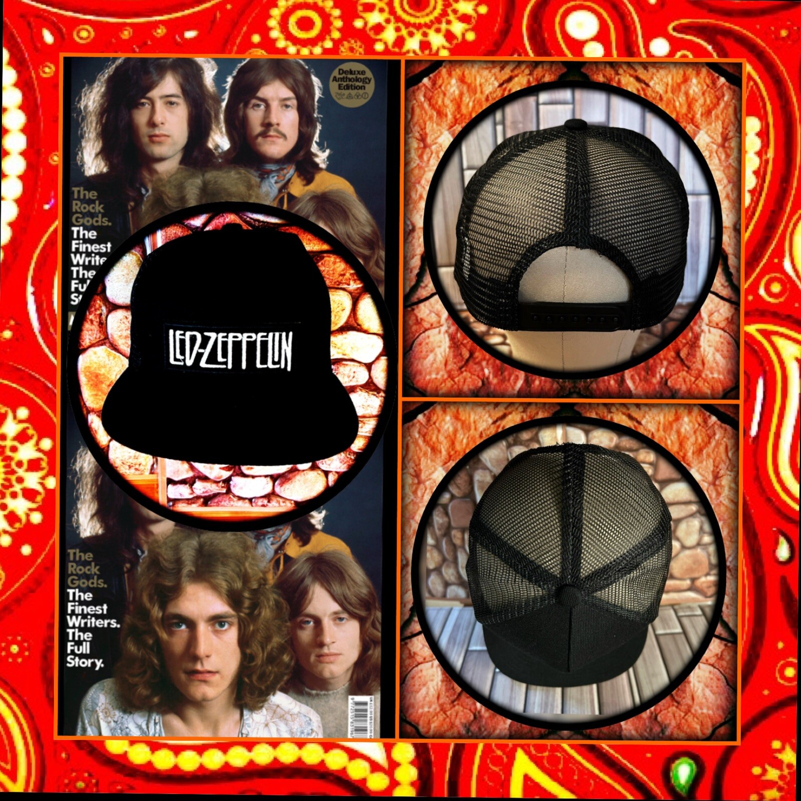 LED ZEPPELIN MOBY DICK PATCHED BLACK SNAPBACK TRUCKER HAT