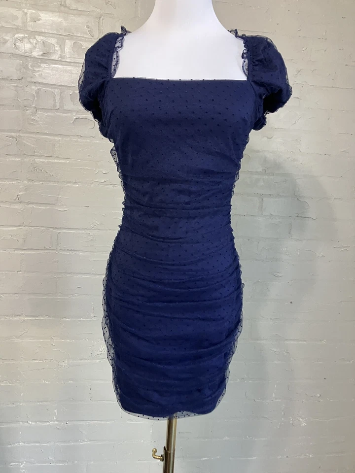 Mini Vestido Windsor Flirty Allure Malla a Lunares Azul Marino 05102-5296 (b122) Foto 2 de 4