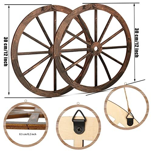 2 Pack Wooden Decorative Vintage Wood Garden Wagon Wheel Wall Decor eBay