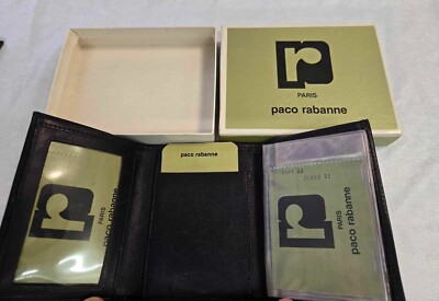 paco rabanne リング付き長財布 ブラック VTG PACO RABANNE Paris Black LEATHER Wallet With brown