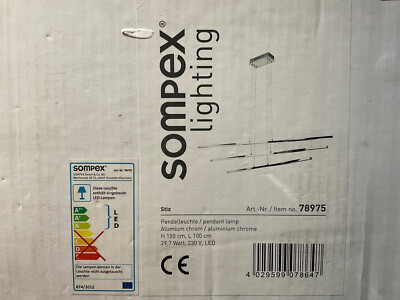Sompex  Stix  LED Esstischlampe 1m - 3 dimmbare Gedrehte Stäbe, Chrom, glänzend