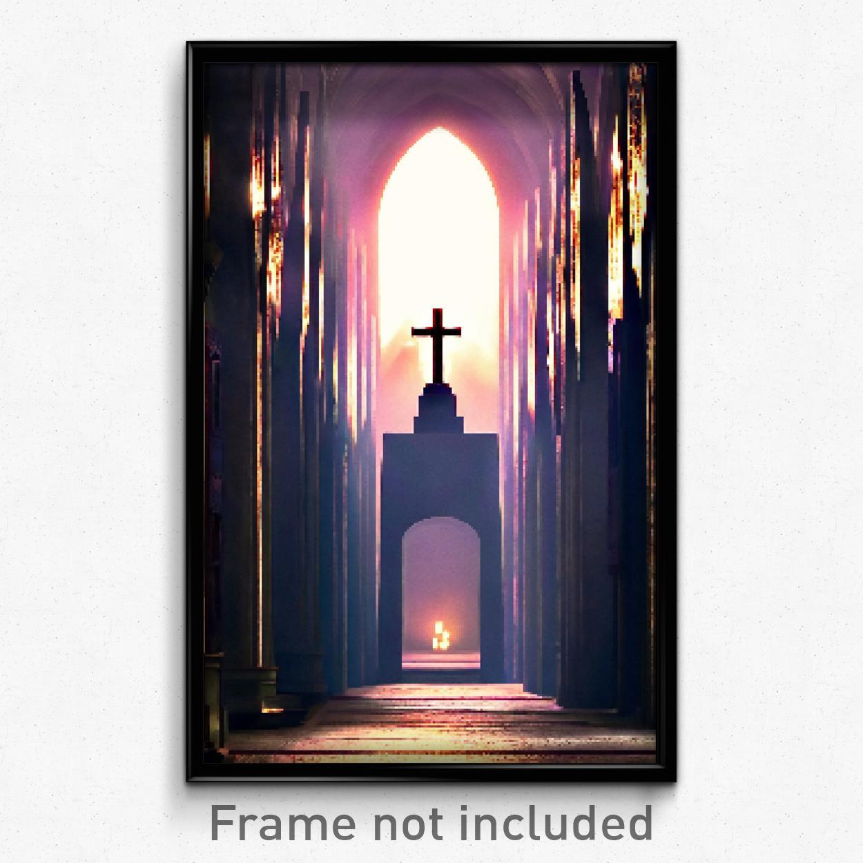 8 Bit Pixel Art Poster - Narrow Ossuary Psychedelic Trippy Video Game Print