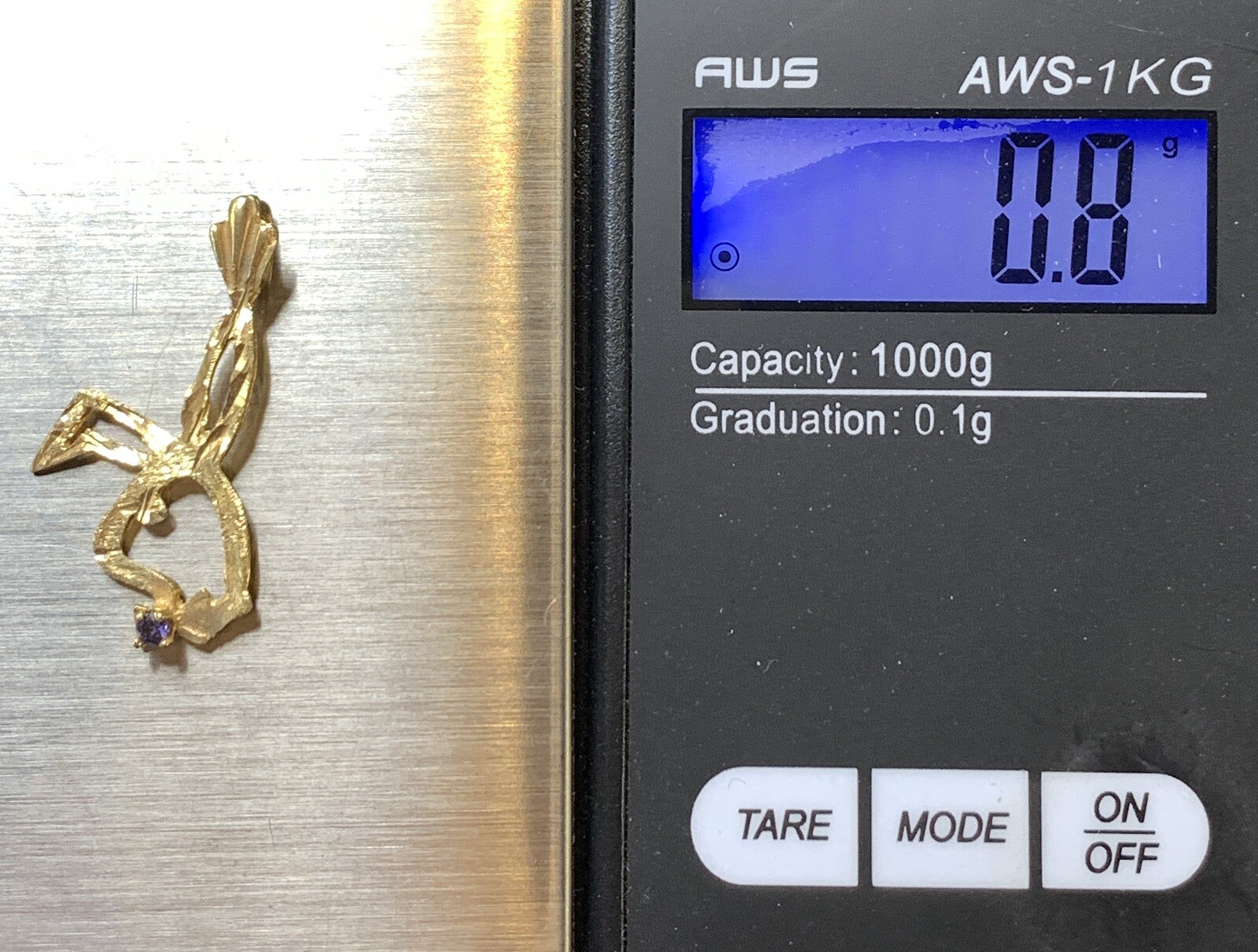 Vintage 14k gold Playboy Bunny Charm, with Gemstone, … Gem