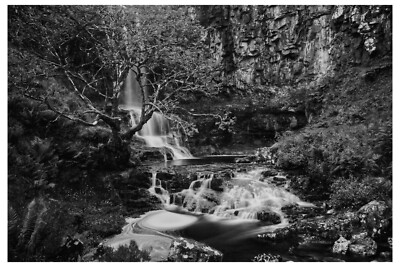 Carbost burn waterfall, Isle of Skye - 30'' x 20'' CANVAS - SCOTTISH LANDSCAPES BW