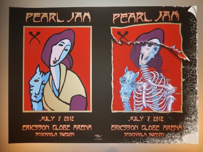 Pearl Jam Concert Poster EMEK Stanley Mouse Stockholm 2012 L/E