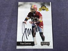 H4-53 FOOTBALL CARD - TOM CARTER REDSKINS - AUTOGRAPHED - 1993 ROOKIE -CARD #296. rookie card picture