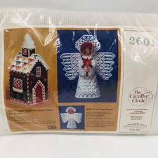 Vtg Tree Top Angel Plastic Canvas Needlepoint Kit by Creative Circle 2601  NOS
