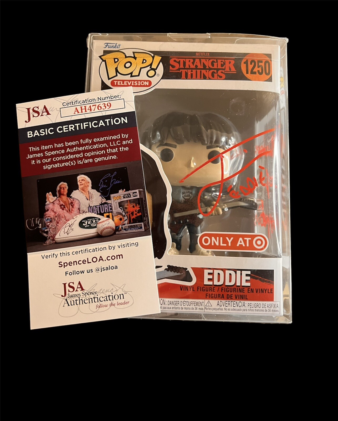 JOSEPH QUINN MASTER OF PUPPETS INSCRIPTION ON AUTO STRANGER THINGS FUNKO- JSA 