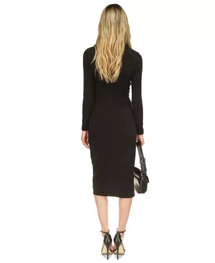 Abito midi donna Michael Kors in ecopelle con orlo nero taglia XS PREZZO AL PUBBLICO $155