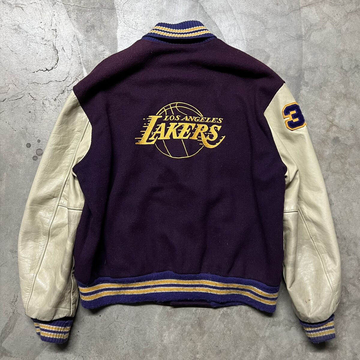 Vintage 80's NBA Los Angeles Lakers Leather-Sleeve Letterman Vintage 80's NBA Los Angeles Lakers Leather-Sleeve Letterman