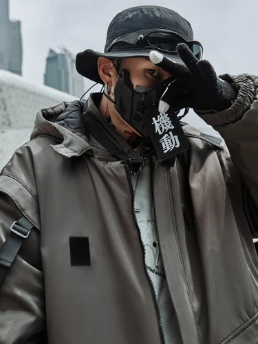 Niepce Japanese Streetwear Winter Parka Jacket with Strap Casual Techwear Coat image 10