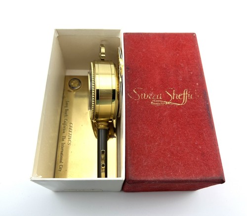 Antique Swiza Desk Mantle Mechanical Alarm Clock - Key Shaped 8 Day 7 Jewels - Picture 11 of 13