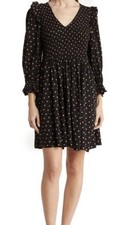 Madewell Women’s Smocked Mini Dress Large feminine Polka Dots Whimsigoth Grunge