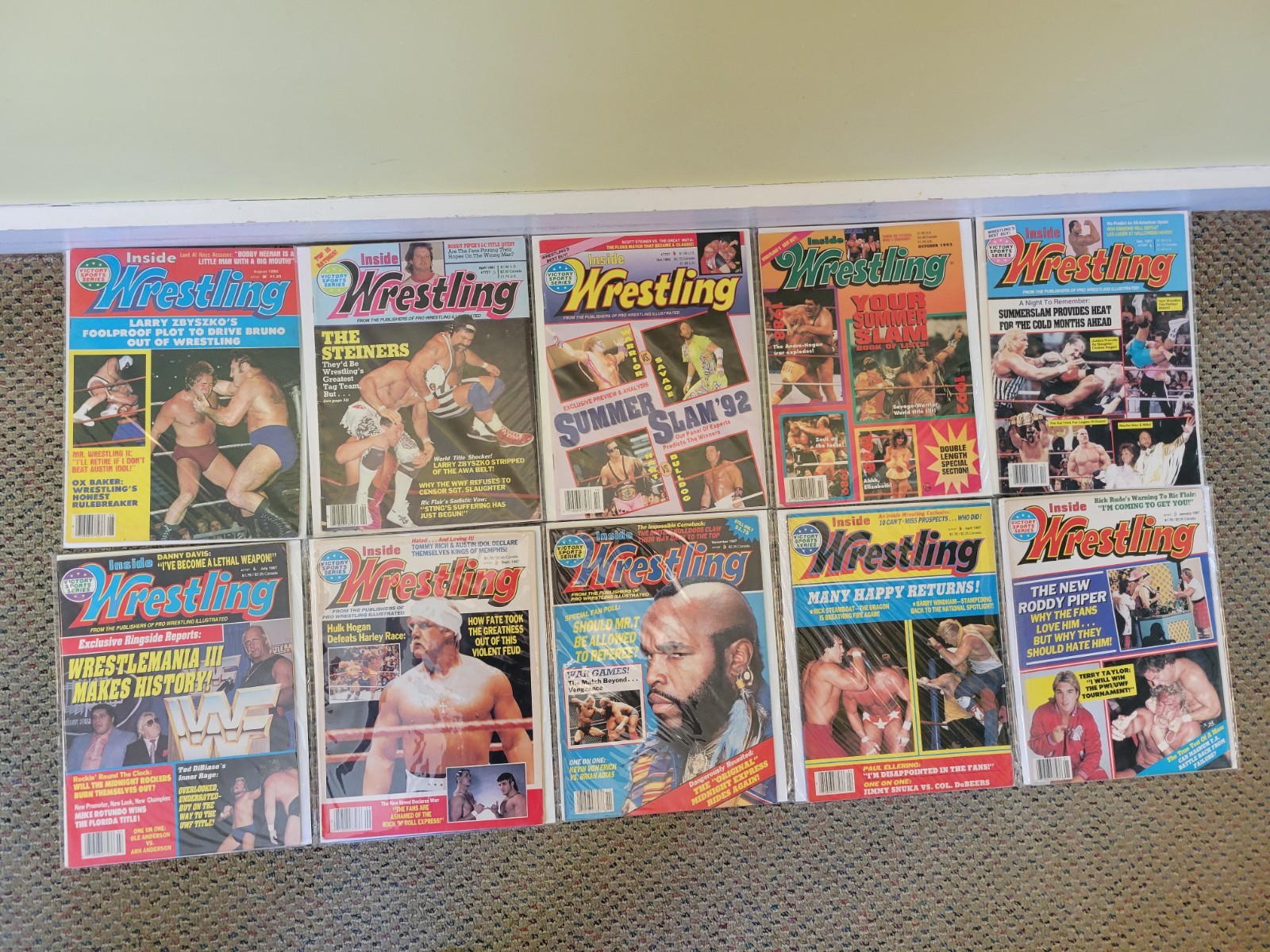 Vintage 80s And 90s Victory Sports Inside Wrestling Magazine Lot of 10 WWF, WWE