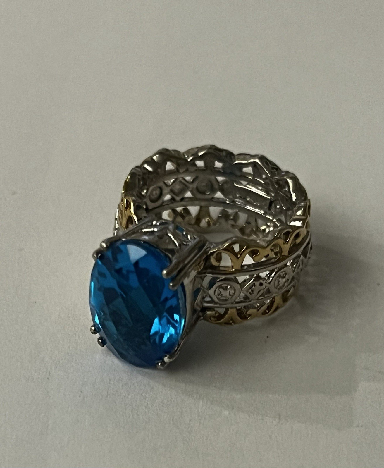 Signed STS .925 Sterling Silver Statement Ring Si… - image 2