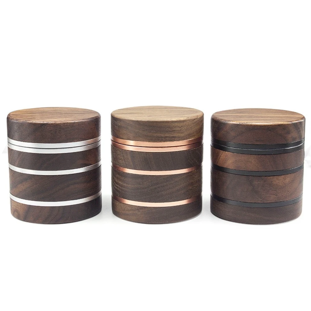 2.5'' 4 Piece Walnut Solid Wood Metal Herbal Herb Spice Grinder Crusher GD BK SL
Opens in a new wind