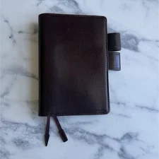 HOBONICHI Leather A6 burgundy black cherry cover with two pen loops