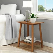 Wooden Side Table with Storage, Mid Century Modern End Tables for Living Room...