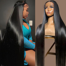30 Inch 13X6 Lace Front Wigs Human Hair Pre Plucked 200 Density Straight Glueles